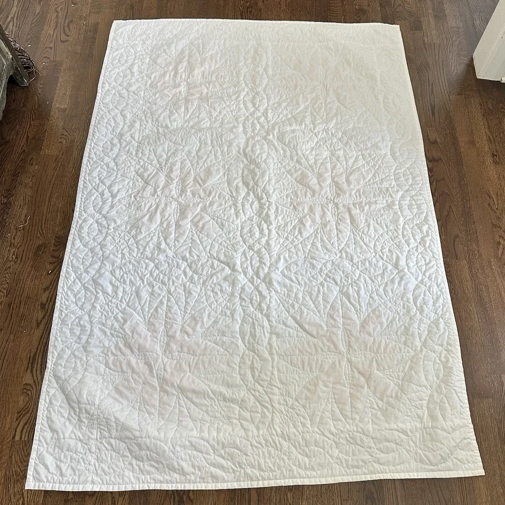 Vintage Handmade Cross Stitch Lap Quilt 70